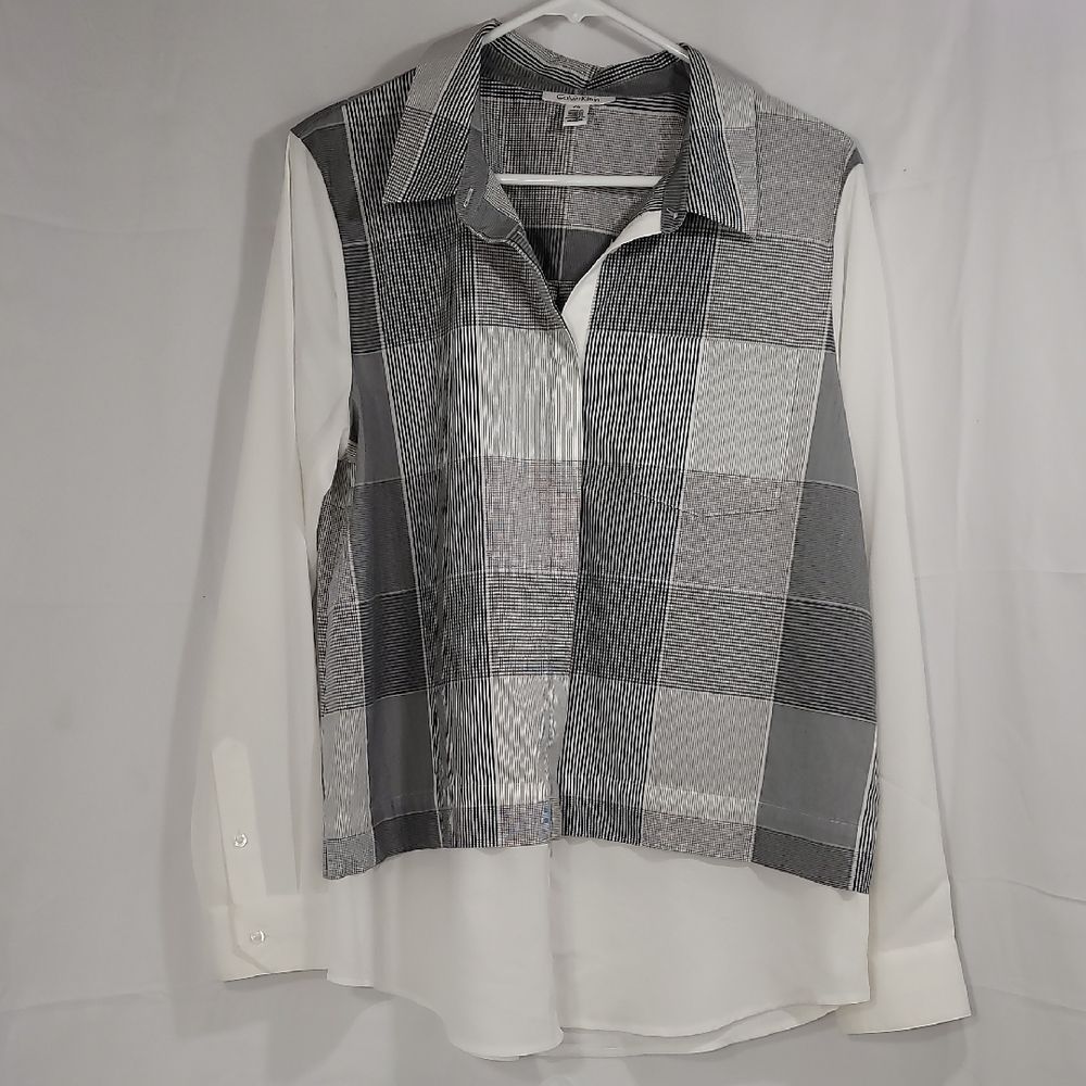 Calvin Klein Black and White Blouse Elegant Design
